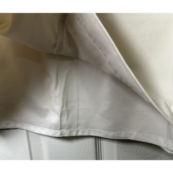 Ann Taylor LOFT Pencil Pleated Skirt Cream White Size10 Front Zip Buttons Pocket - Picture 7 of 8